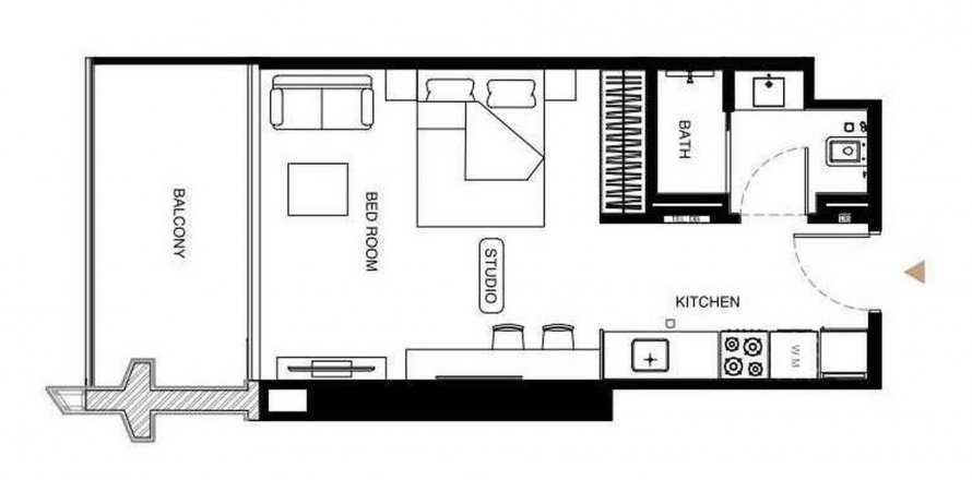 Apartemen di Binghatti Starlight di Al Jaddaf, Dubai, UEA 42.01 m2 nomor 582484