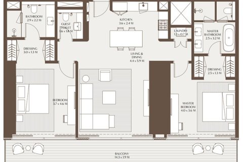 Apartament na sprzedaż w Dubai, ZEA 1 sypialnia, 96 mkw., nr 704453 - zdjęcie 14