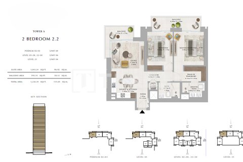 Apartment til salg i Dubai, UAE 2 soveværelser, 119 kvm № 680108 - foto 11