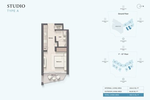 Apartmen di Cala Del Mar di Al Marjan Island, Ras Al Khaimah, UAE 1 bilik, 37 meter persegi № 704969 - foto 15