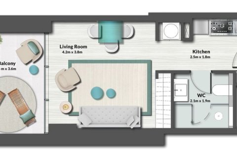 Apartment in MASA RESIDENCE in Al Marjan Island, Ras Al Khaimah, UAE 1 room, 40 sq.m. № 704965 - photo 7
