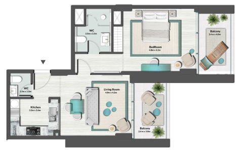 Apartment in MASA RESIDENCE in Al Marjan Island, Ras Al Khaimah, UAE 1 room, 40 sq.m. № 704965 - photo 8
