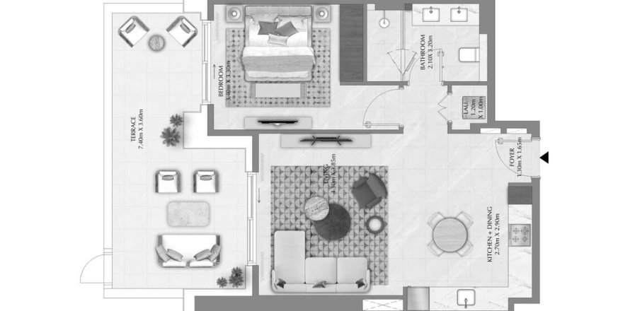 Квартира в Lyvia By Palace в Dubai Creek Harbour (The Lagoons), Дубай, ОАЭ 2 комнаты, 91.44м2 № 645488
