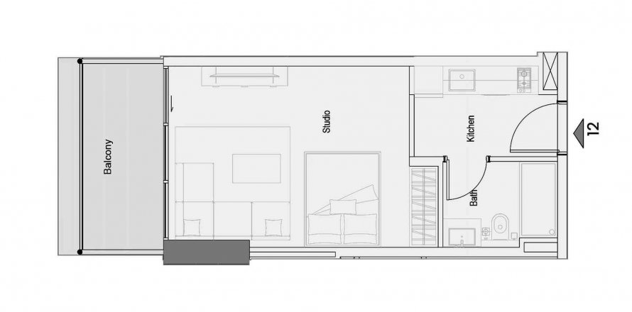 Byt v One Park Square v Jumeirah Village Circle, Dubai, SAE 39.98 m² Č.: 571654