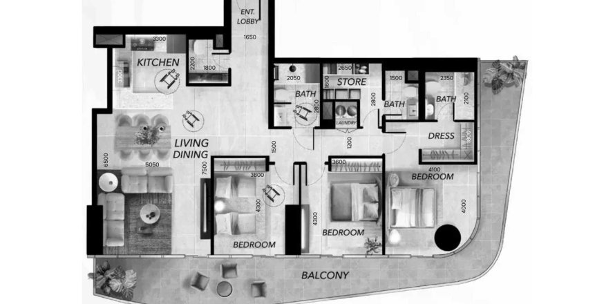 Apartment i Al Reem Island, Abu Dhabi, UAE 3 soveværelser, 187.66 kvm № 695875