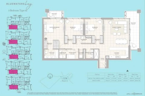 Apartament në Bluewaters, Dubai, Emiratet e Bashkuara Arabe 3 dhoma gjumi, 190 m2. № 625879 - Foto 5