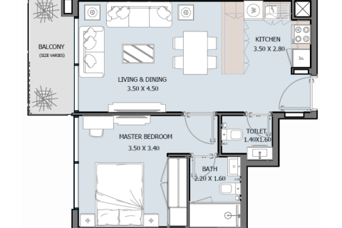 Byt v Masdar City, Abu Dhabi, SAE 1 ložnice, 45 m² Č.: 732805 - fotografie 10