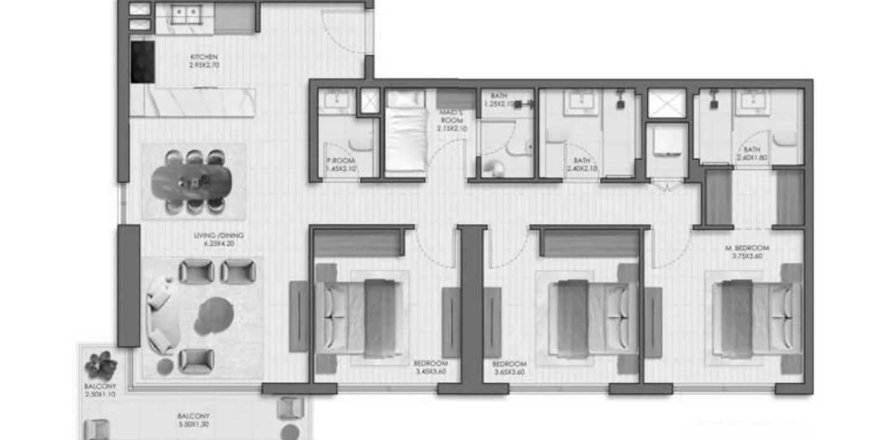 Apartemen di Belmont di Town Square, Dubai, UEA 2 kamar tidur, 129 m2 nomor 691932