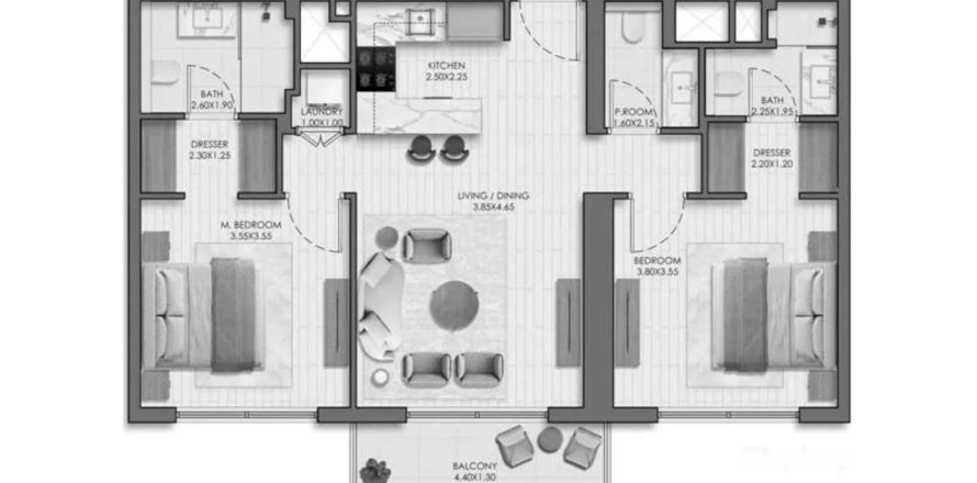 Apartemen di Belmont di Town Square, Dubai, UEA 2 kamar tidur, 88.8 m2 nomor 691931