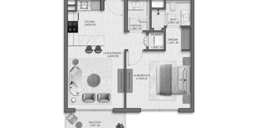 Apartament w Town Square, Dubai, ZEA 1 sypialnia, 60.9 mkw. nr 691930