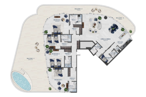 Apartman u Al Marjan Island, Ras Al Khaimah, UAE 1 spavaća soba, 55 m2 Br. 689998 - fotografija 10