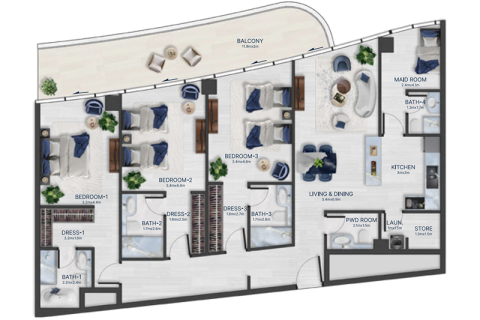 Apartman u Al Marjan Island, Ras Al Khaimah, UAE 1 spavaća soba, 55 m2 Br. 689998 - fotografija 9