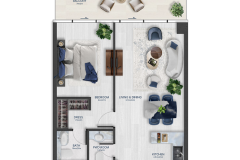 Apartman u Al Marjan Island, Ras Al Khaimah, UAE 1 spavaća soba, 55 m2 Br. 689998 - fotografija 7