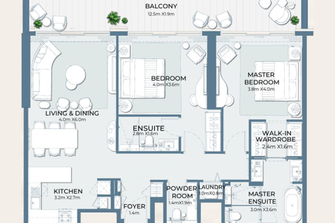 Apartman u Al Marjan Island, Ras Al Khaimah, UAE 1 spavaća soba, 87 m2 Br. 690003 - fotografija 7