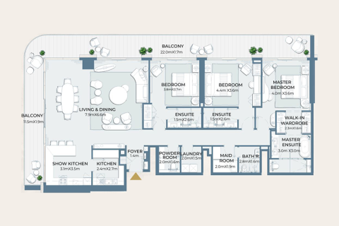 Apartman u Al Marjan Island, Ras Al Khaimah, UAE 1 spavaća soba, 87 m2 Br. 690003 - fotografija 8
