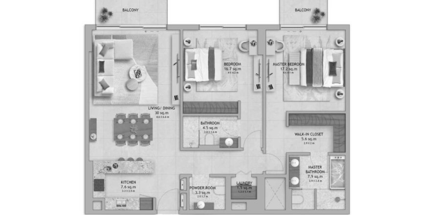 Квартира в The Wilds Residences в Wadi Al Safa 3, Дубай, ОАЕ 3 кімнати, 141м2 № 697205