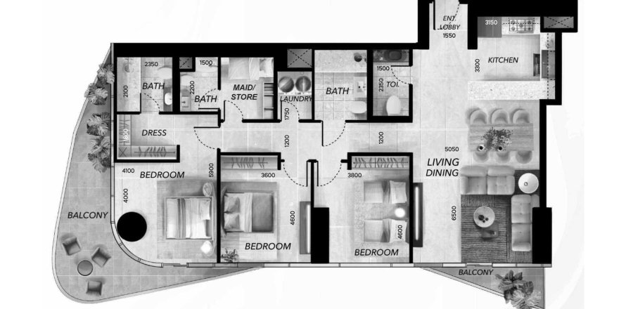 Dzīvoklis Radiant Waves Al Reem Island, Abu Dhabijā, AAE 3 istabas, 180 m2 Nr. 695878