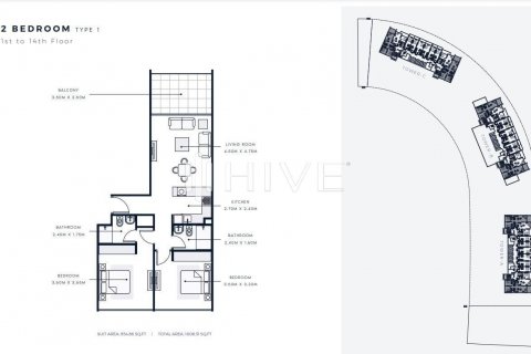 Byt v Meydan, Dubai, SAE 1 ložnice, 93.6 m² Č.: 541368 - fotografie 9