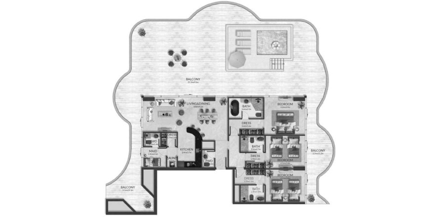 Leilighet i Al Marjan Island, Ras Al Khaimah, Emiratene 3 soverom, 355 kvm nr. 645983