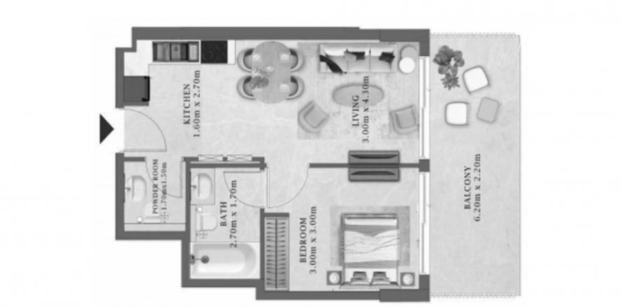 Al Marjan Island、Ras Al Khaimah、UAEにあるマンション 1ベッドルーム、56.58 m2 No613714