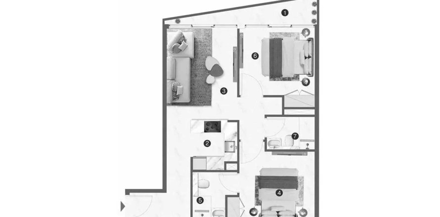 Lakás az Omya Residence lakóparkban itt: Jebel Ali, Dubai, EAE, 2 hálószoba, 75.96 m², azonosító: 713329