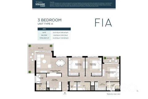 Apartman u Town Square, Dubai, UAE 3 spavaćih soba, 141.49 m2 Br. 733366 - fotografija 11