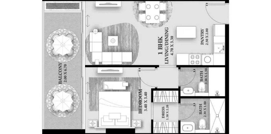 International City, Dubai, BAE’de daire 1 yatak odası, 65.03 m&sup2; No 705362