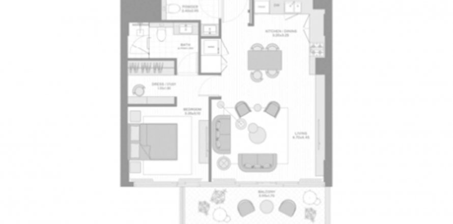 Apartament në Park Five në Dubai Production City (IMPZ), Emiratet e Bashkuara Arabe 1 dhomë gjumi, 71.63 m2. № 600016