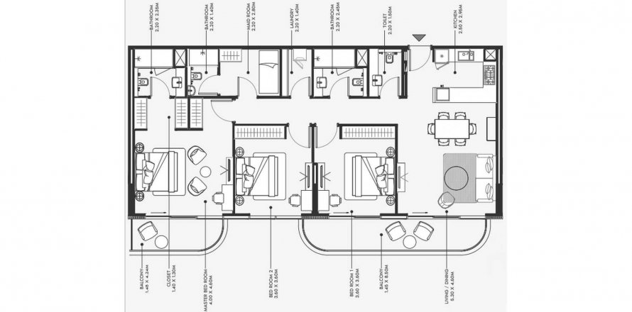 Apartment in Azizi Ameer in Al Furjan, Dubai, UAE 3 bedrooms, 153.86 sq.m. № 619568