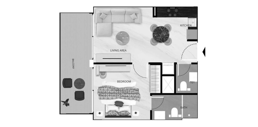 Квартира в Vista Verde в Dubai Production City (IMPZ), Дубай, ОАЭ 2 комнаты, 53м2 № 647062