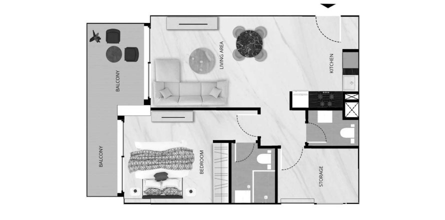 Dubai Production City (IMPZ)、Dubai、UAEにあるマンション 1ベッドルーム、72 m2 No647064