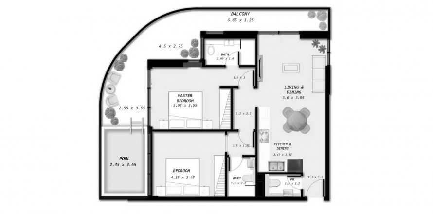 Korter asukohaga Samana Avenue asukohaga Dubai Land, AÜE: 2 magamistoaga, 114.36 m² Nr 588904