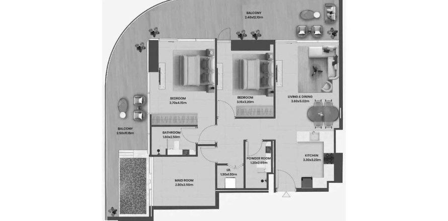 Leilighet i Majan, Dubai, Emiratene 2 soverom, 147.99 kvm nr. 660743