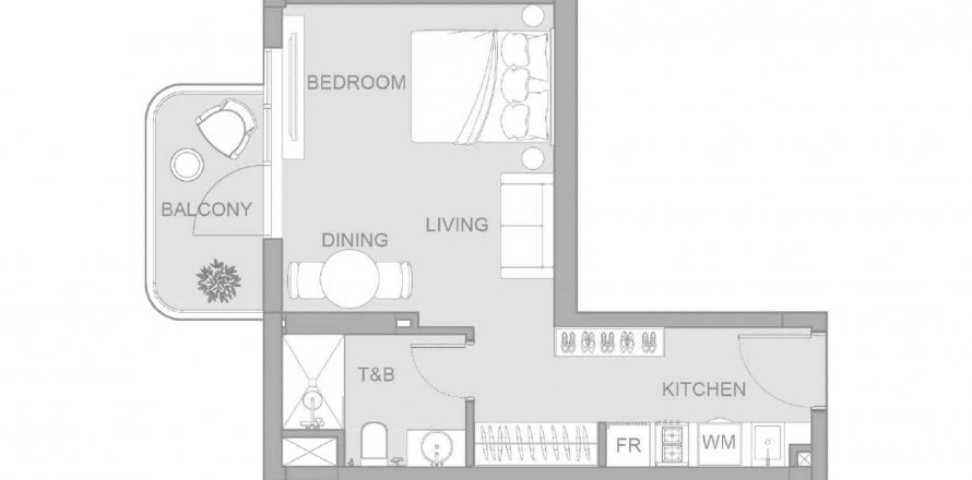 Jumeirah Village Circle, Dubai, UAE의 아파트 42.18제곱미터 번호 570453