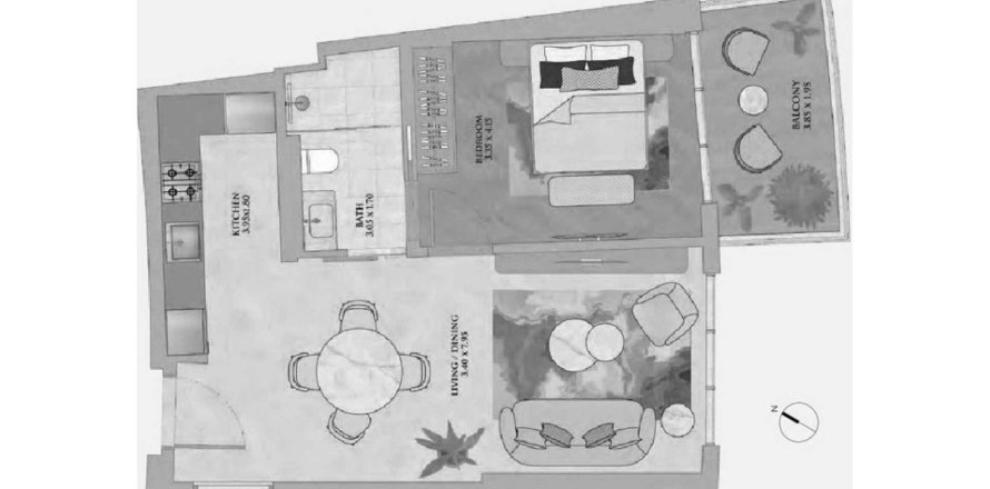 Dzīvoklis JW Marriott Residences Dubaijā, AAE 1 istaba, 62 m2 Nr. 694429