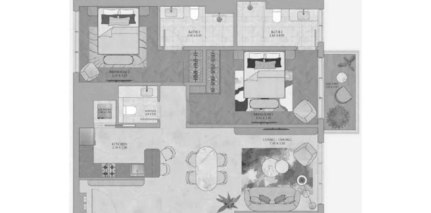 Appartement in Dubai, VAE 2 slaapkamers, 97 vr.m. nr 694434