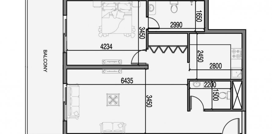 Huoneisto Al Haseen Residences 3 Dubai, Arabiemiraatit 1 makuuhuone, 79.08 m2 № 538215