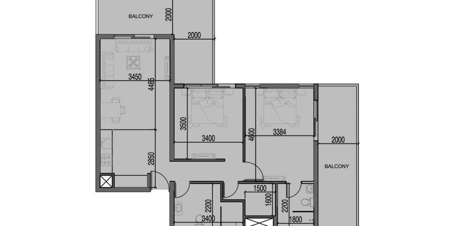 Byt v Al Haseen Residences 3 v Dubai, SAE 2 ložnice, 102.13 m² Č.: 538217