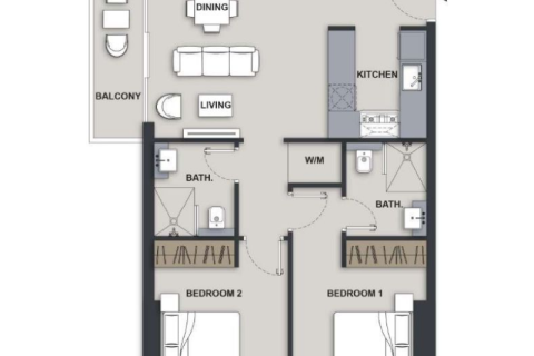 Jumeirah Village Circle, Dubai, संयुक्त अरब अमीरात में अपार्टमेंट, 1 कमरा, 35 वर्ग मीटर, संख्या 732641 - फ़ोटो 7
