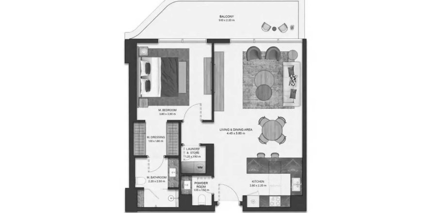 Apartamento em Al Reem Island, Abu Dhabi, EAU 1 quarto, 83.52 m2 № 758321
