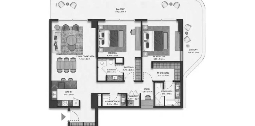 Lägenhet i Al Reem Island, Abu Dhabi, UAE 2 sovrum, 139.08 kvm Nr. 758328
