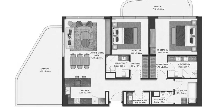 Lägenhet i Al Reem Island, Abu Dhabi, UAE 2 sovrum, 140.1 kvm Nr. 758329