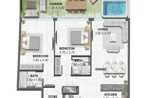 Apartament na sprzedaż w Jumeirah Village Circle, Dubai, ZEA 1 pokój, 42 mkw., nr 732404 - zdjęcie 6