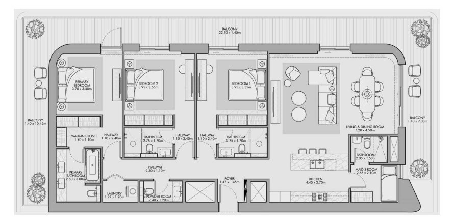 Huoneisto Nourelle 1 Umm Suqeim, Dubai, Arabiemiraatit 3 makuuhuonetta, 231.83 m2 № 645970