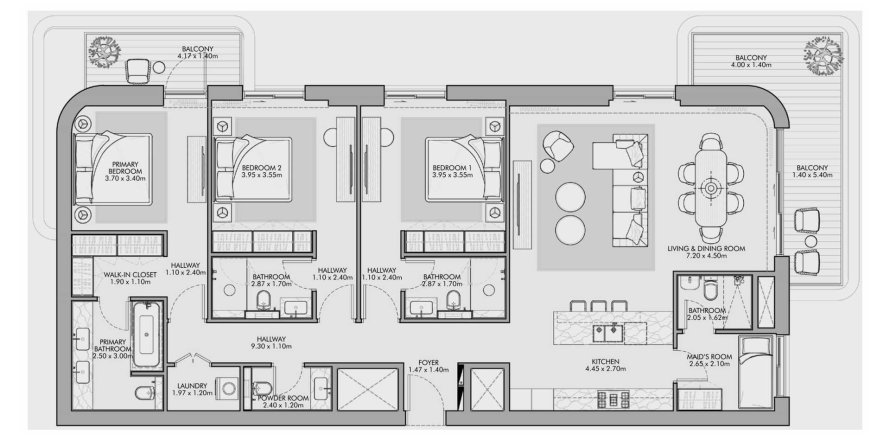 Apartamento en Umm Suqeim, Dubai, EAU 3 dormitorios, 187.05 m² № 645969