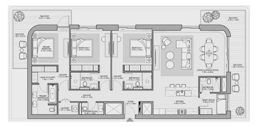 Apartment sa Nourelle 1 sa Umm Suqeim, Dubai, UAE 3 silid-tulugan, 203.42 sq.m. № 645968