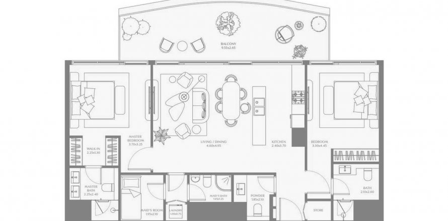Apartment in AYA Beachfront Residences in Umm Al Quwain, UAE 2 bedrooms, 124.95 sq.m. № 610854