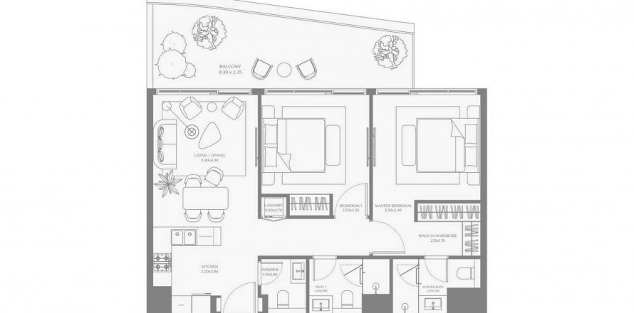 Dzīvoklis AYA Beachfront Residences Umm Al Quwainjā, AAE 2 istabas, 97.92 m2 Nr. 610853