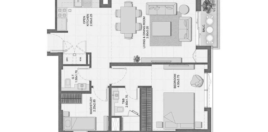 Apartament în Al Shamkha, Abu Dhabi, EAU 1 dormitor, 71.26 mp.  №740744