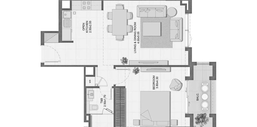 Apartament în Al Shamkha, Abu Dhabi, EAU 1 dormitor, 62.9 mp.  №740740